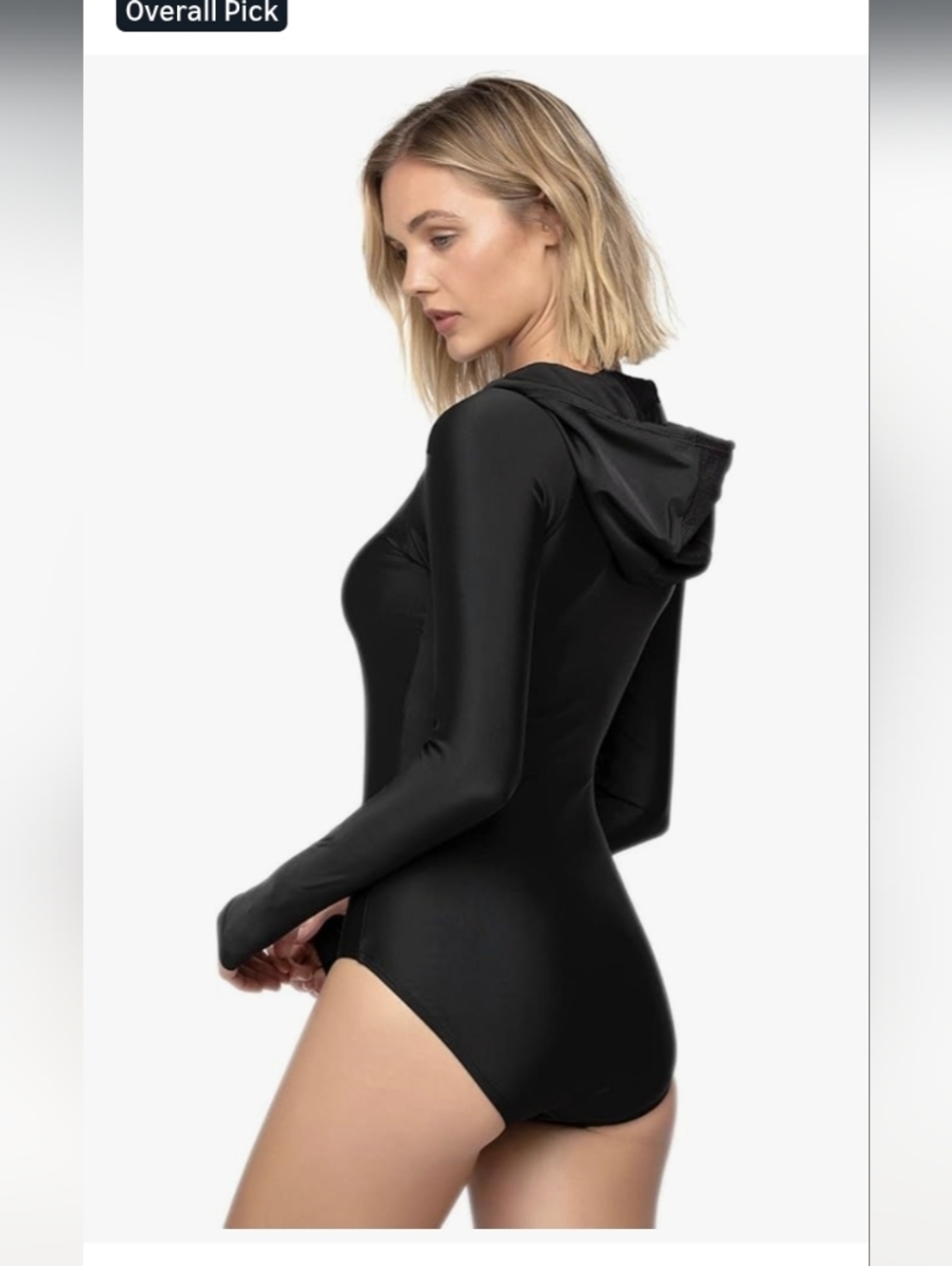 Black Long-Sleeve Hooded Women's Swimsuit Axesea Sizd 12 Rash Guard NWT